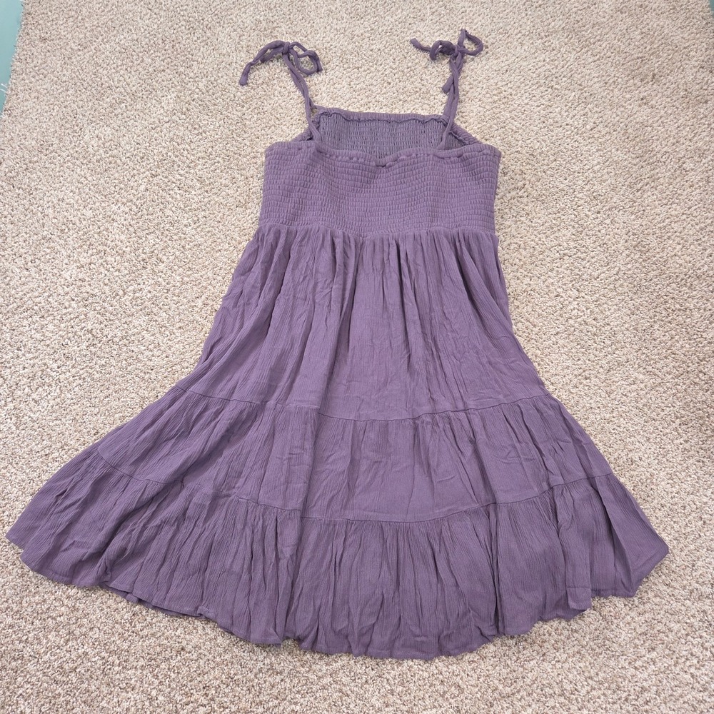 Torrid Womens Babydoll Dress 1X Purple Bow Tiered Smocked Peasant Coquette - Picture 2 of 7